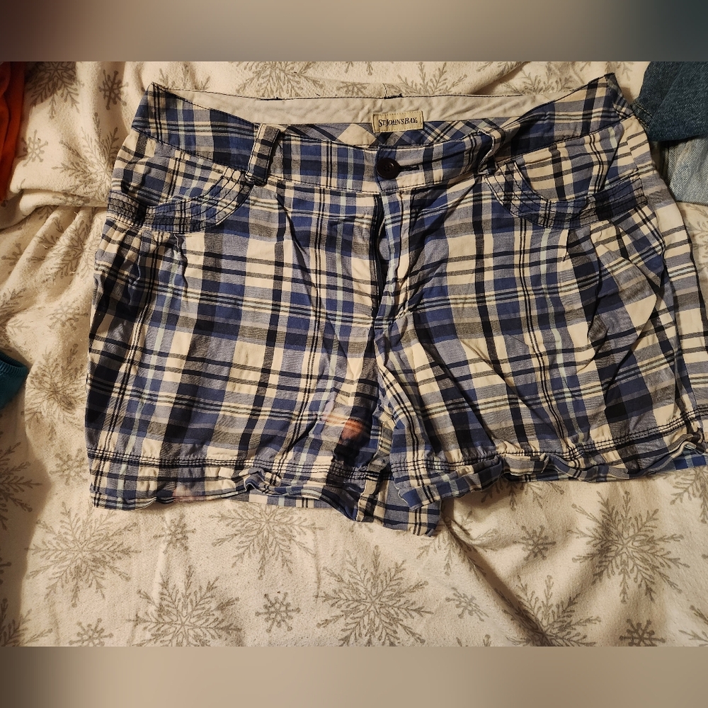 St. John's Bay blue plaid women's shorts